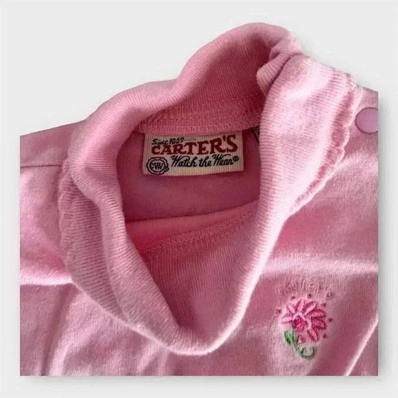 Carter's Baby Girls Pink Long Sleeve Turtleneck Bodysuit 6M - Picture 5 of 7